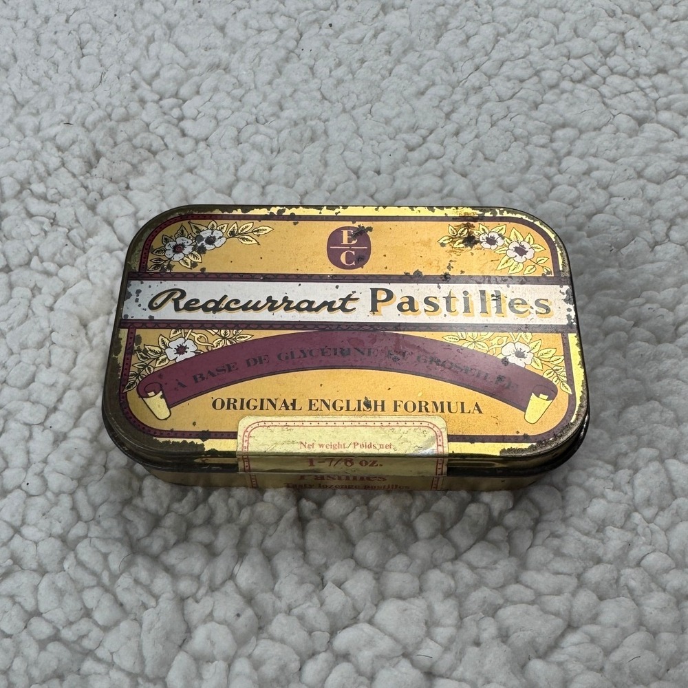 Vintage EC Redcurrant Pastilles Gold‎ Metal Tin Original English Formula 1993